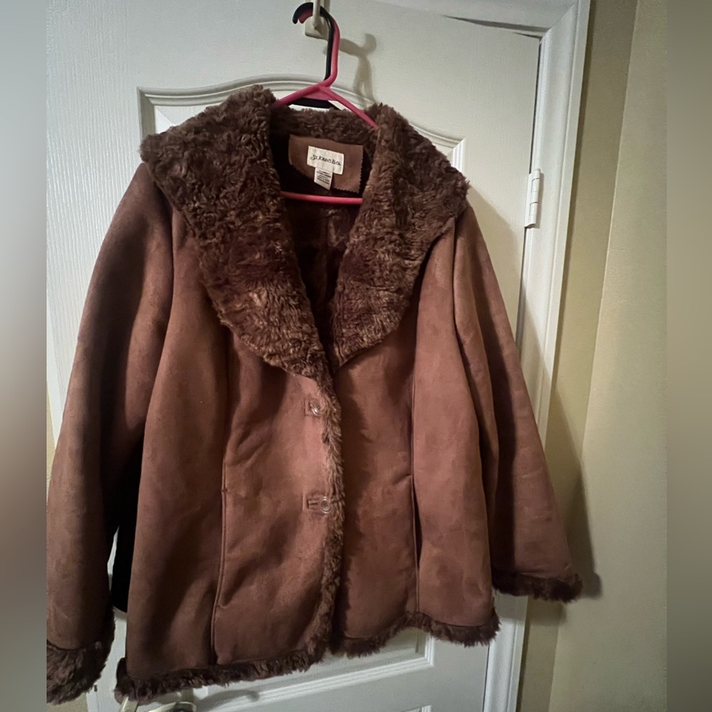 St. John’s Bay suede jacket XL faux fur lining